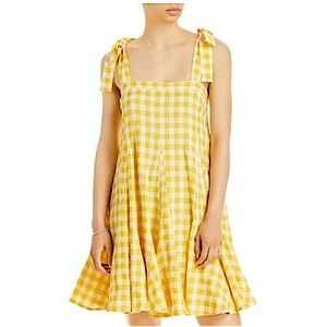 Aqua Bloomingdale’s tie strap yellow white dress